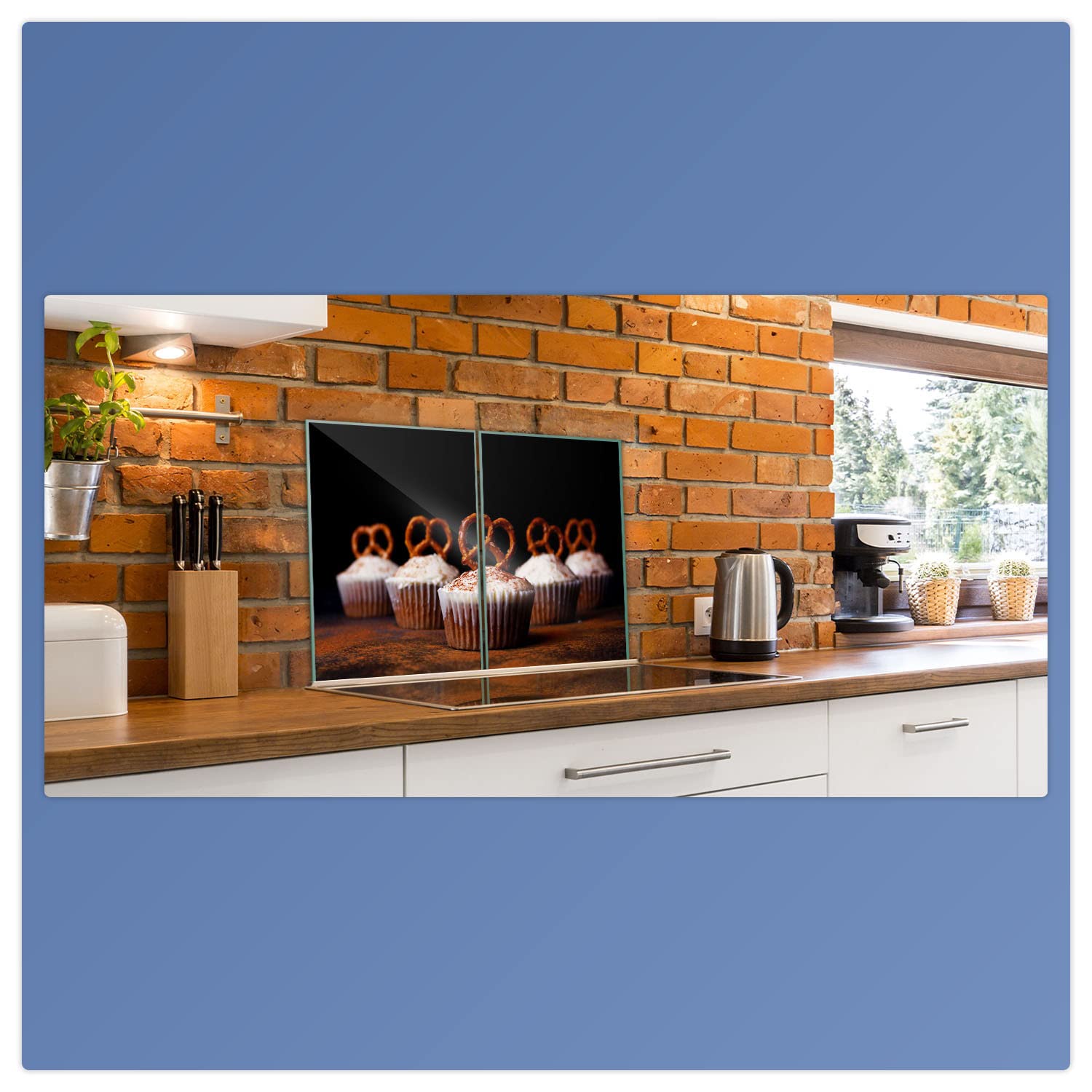 decorwelt Placa para Cubrir la vitrocerámica, 2 Piezas, 2 x 40 x 52 cm, para cocinas de inducción, Color marrón