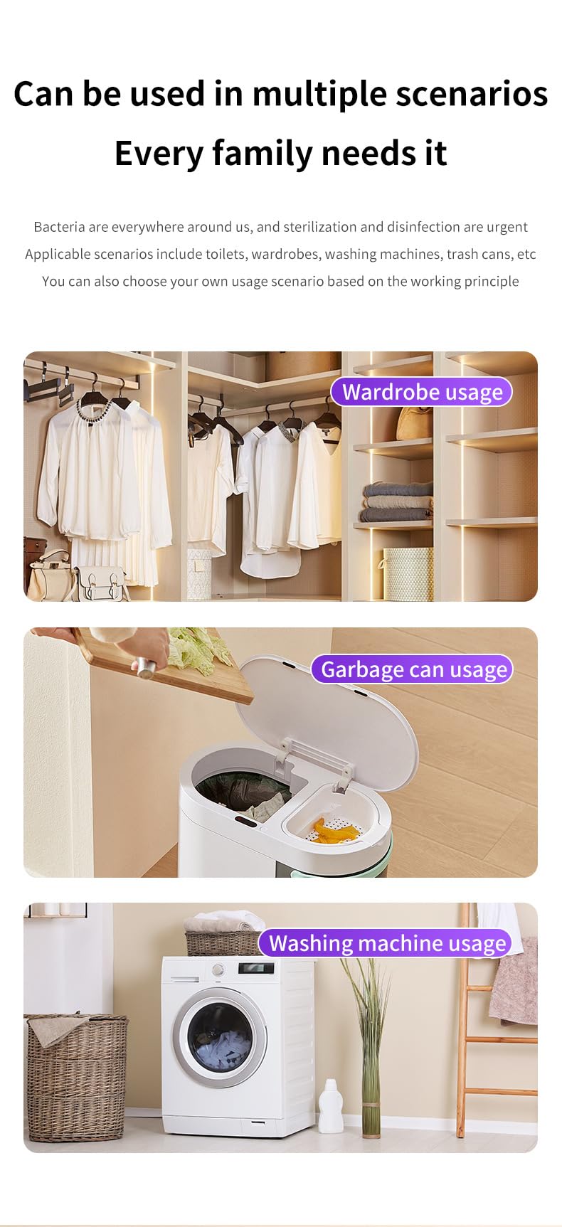 Sterilizzatore UV per WC, lampada per disinfezione UVC, elimina odori con rilevamento automatico, disinfettante ricaricabile portatile per casa, hotel e dormitorio