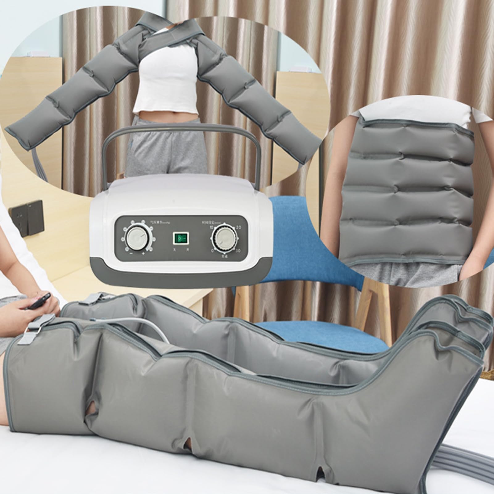 Massaggiatore Pneumatico per Gambe a 4 cavità Massaggio con Dispositivo Ad Onde d'Aria Mediante Onde di Pressione sulla Gamba E sul Piede del Polpaccio Massaggiatore Elettrico Stivali per Il Recuper