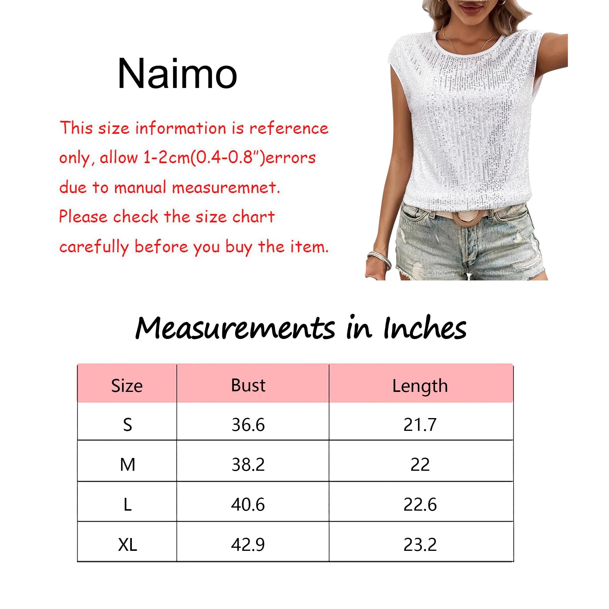 Naimo Haut à paillettes pour femme - Manches courtes - Col rond - Élégant - Pour fête, cocktail
