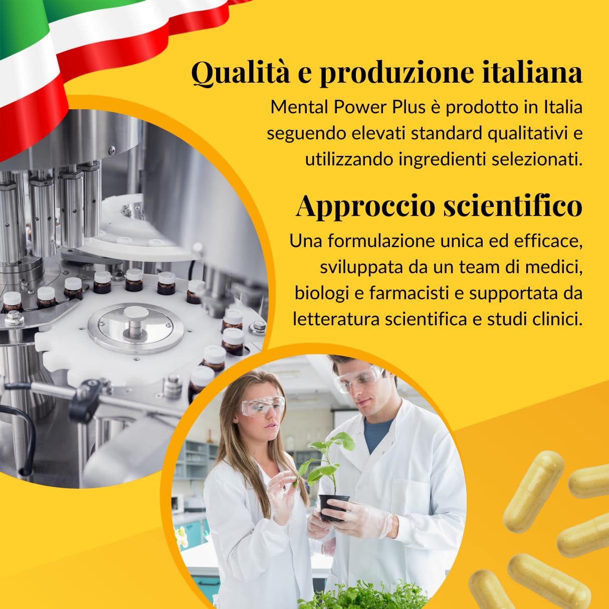 Mental Power Plus, Integratore Energia Mentale con Rodiola, Ginkgo Biloba, Eleuterococco, Vitamine B1, B2, B6, e B12 per Memoria e Concentrazione, Buon Umore, Contro Stress e Stanchezza