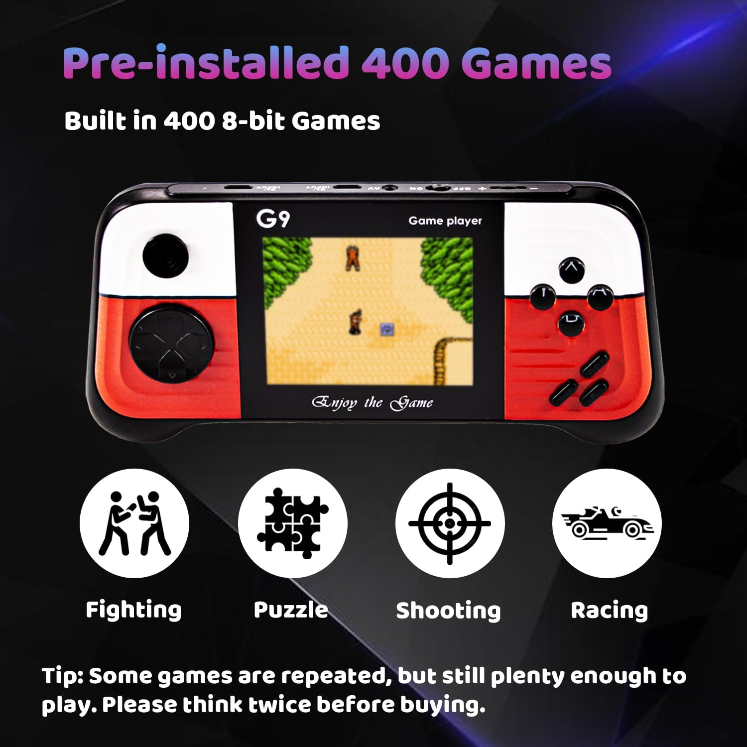 Handheld Game Console Built-in 400 Retro Games, Travel-Friendly Gaming Console with Long Battery Life, Plug and Play Video Game Console for Kid Adult (Red) 4 71XvSdw8dcL. AC SL1500