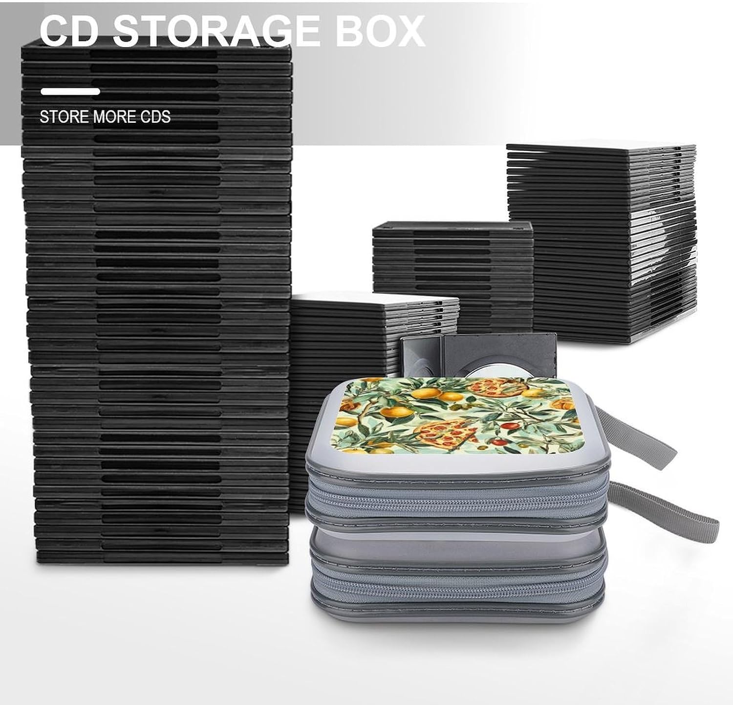 Italian Olive Emon Pizza CD Case Wallet Portable DVD Holder Organizer Box