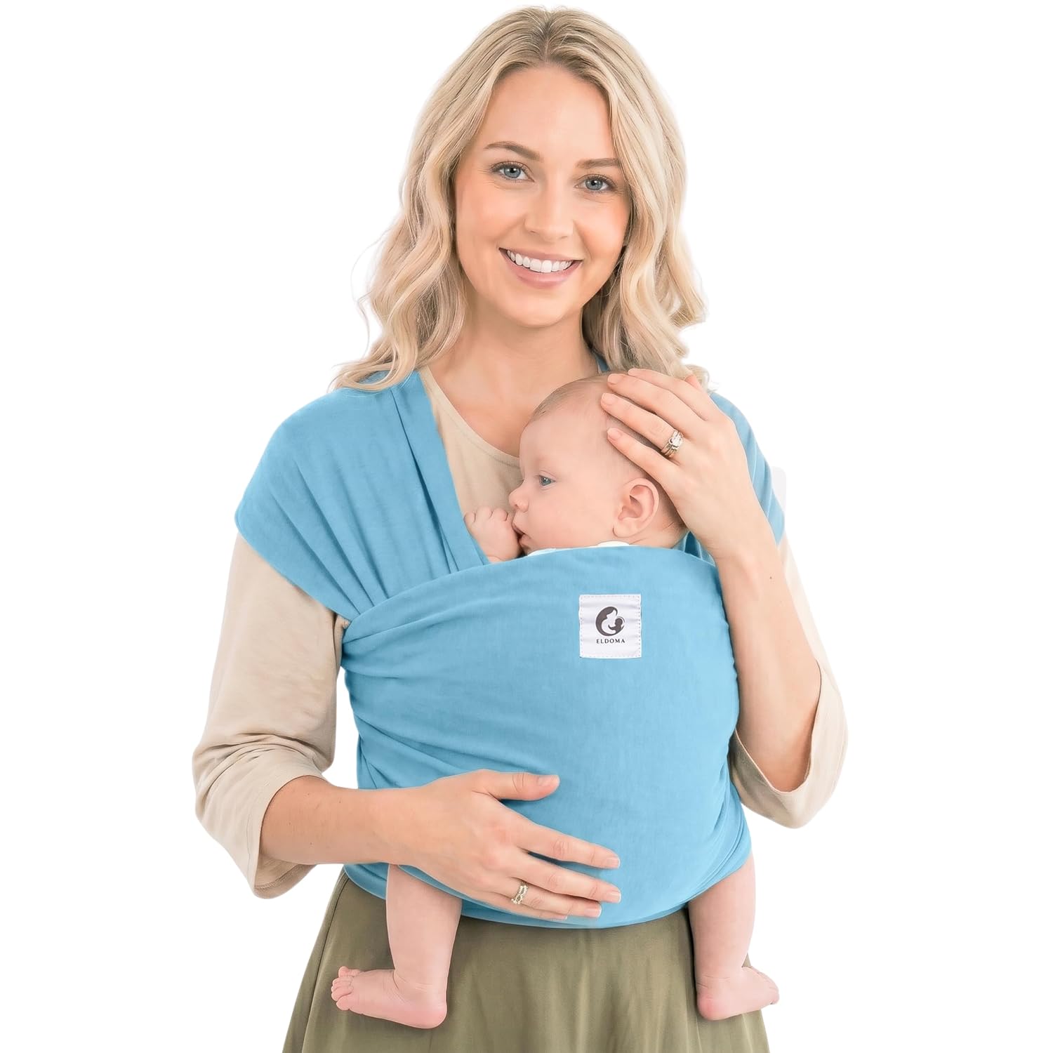 ELDOMA Sky Blue Baby Wrap Carrier - Lightweight, Breathable Baby Sling, Hands Free Baby Carrier Sling, Baby Carriers from Newborn to Toddler, (7-35 lbs / 3-15kg)