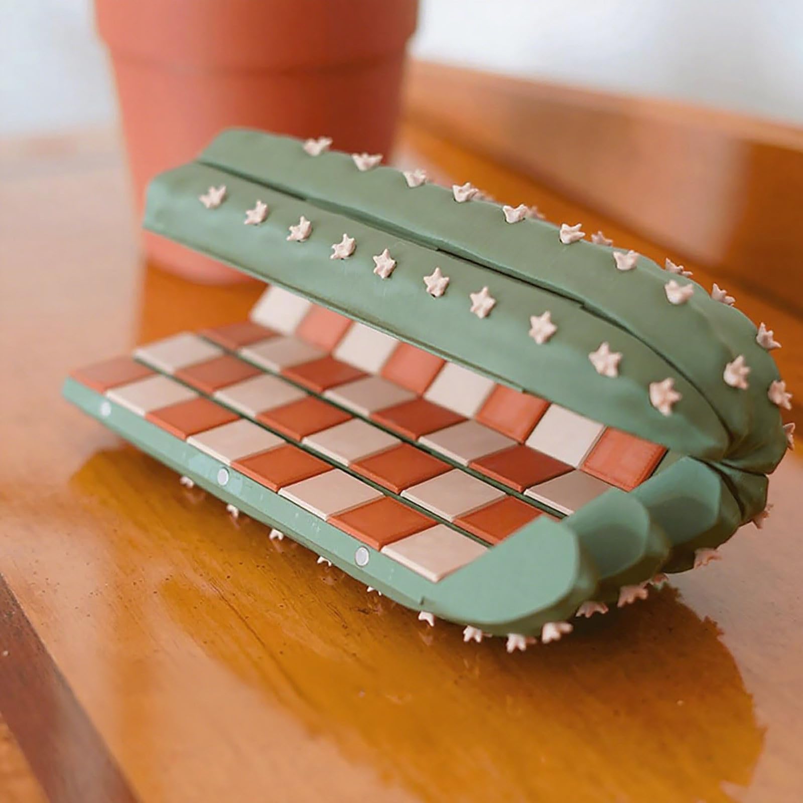 JUEGO DE AJEDREZ CACTUS IMPRESO EN 3D – Tablero Portátil Enrollable Con 32 Piezas De Cactus, Decoración Original Para Amantes De Las Plantas