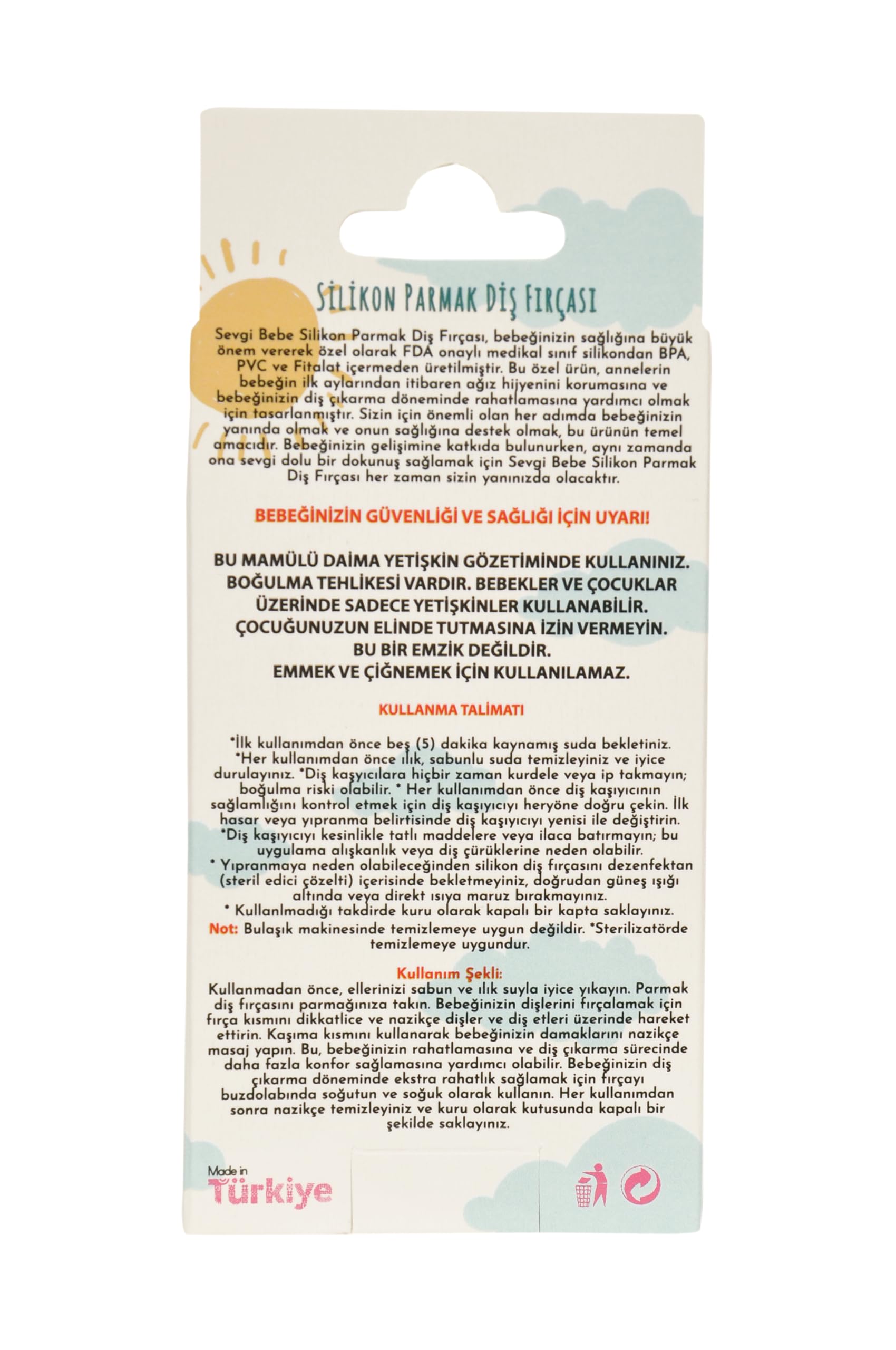 SEVGİ BEBE Silikon Parmak Bebek Diş Fırçası ve Hijyenik Saklama Kutusu