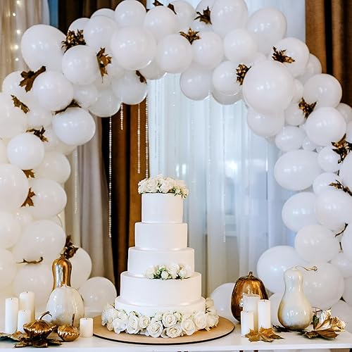 Miniatura 5 de RUBFAC 120 globos de fiesta de látex blanco de 5 pulgadas, globos blancos más gruesos para cumpleaños, bodas, baby shower, graduación, aniversario,