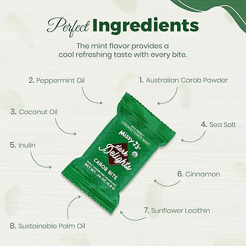 Miniatura 3 de Mini bocados de algarroba oscura sin endulzar, 15 paquetes, veganos y sin gluten, deliciosa barra de algarroba perfecta para aperitivos y golosinas