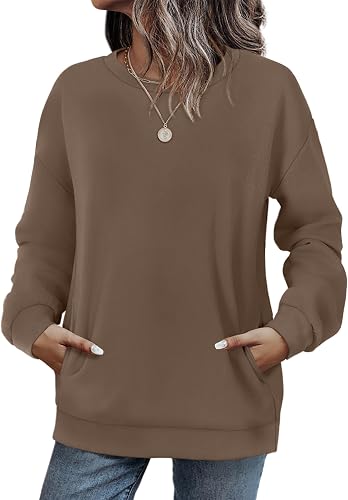 WIHOLL Crewneck Sweatshirts Women Pockets Long Sleeve Tops Fall Fashion | Winter Clothes 2026, Pullover, Cozy, Comfy, Lightweight