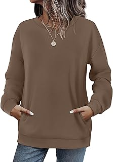 Crewneck Sweatshirts Women Long Sleeve Tops 2025 Fall Fashion Winter Clothing Pullover with Pockets S-2XL