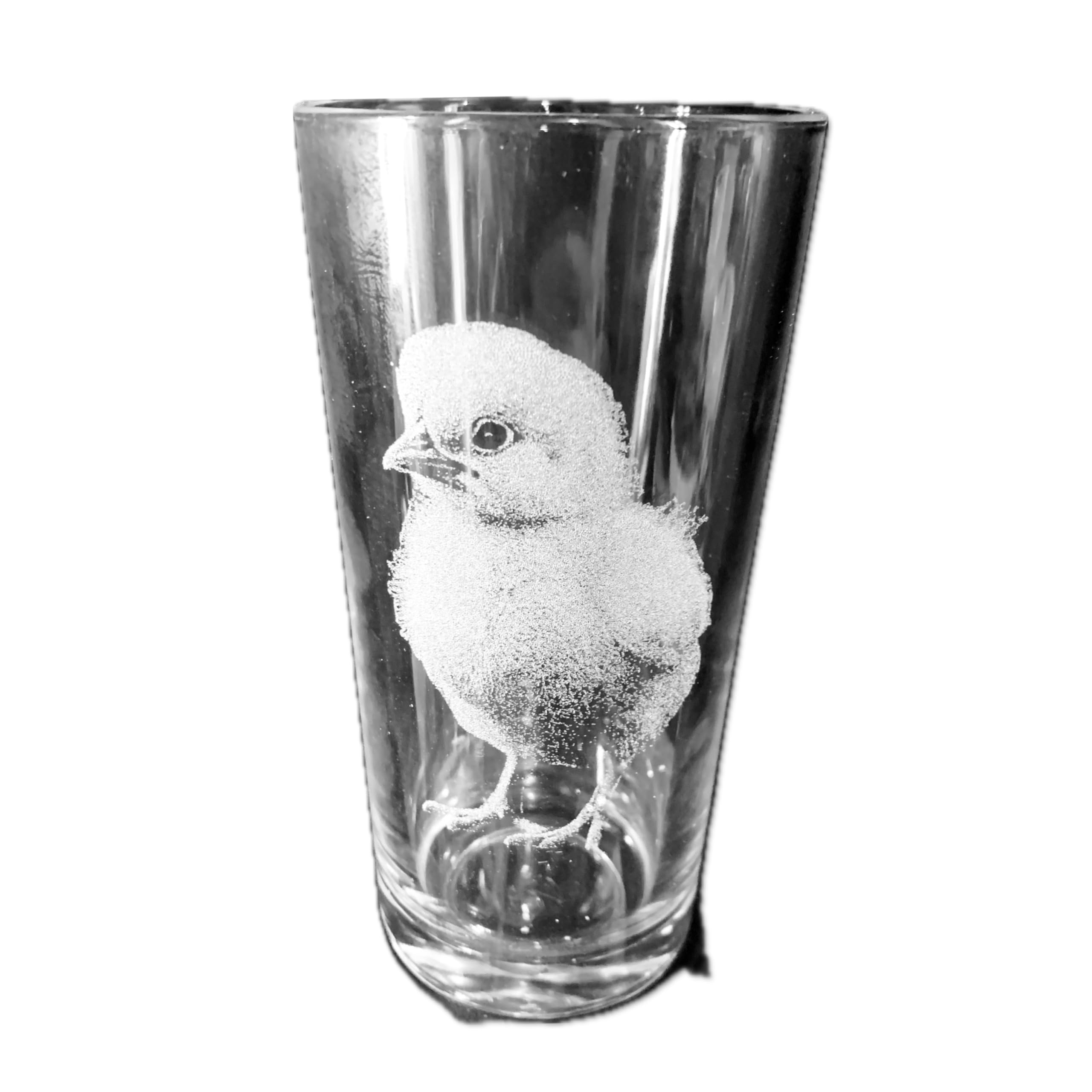 Animal Engraved Glass - Personalised Etched, Gift, Wine, Pint, Whiskey, Gin, Decanter, Cup, Tea, Shot, Christmas, Birthday, Brandy, Coffee, Mug, Beer, Set, vase, Bottle, Wedding, (Chick)