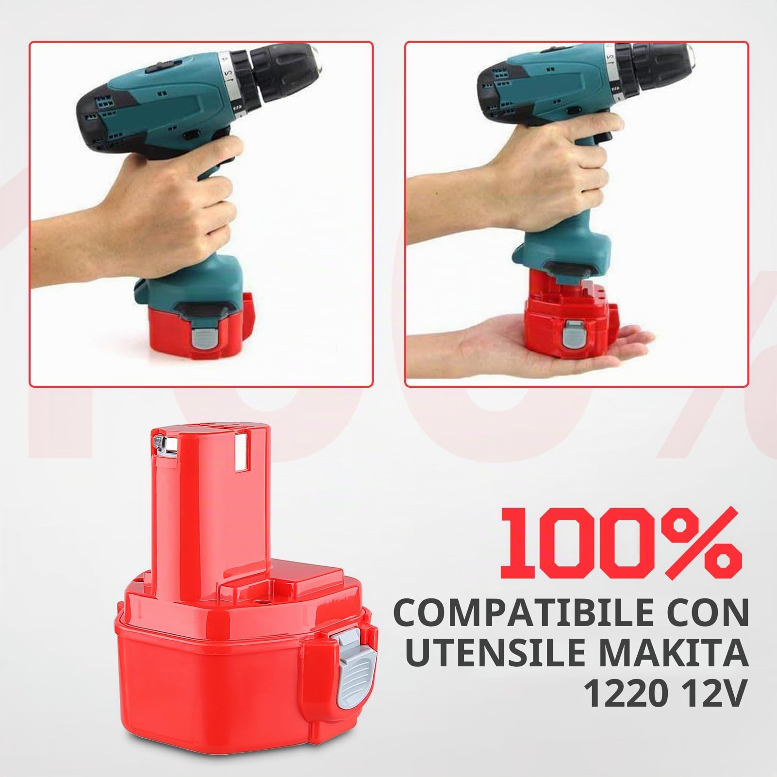 2 pezzi 4,8 Ah 12 V di ricambio per Makita 12 V batteria compatibile con PA12 1220 1222 1233 1234 1235 1235F NI-Mh