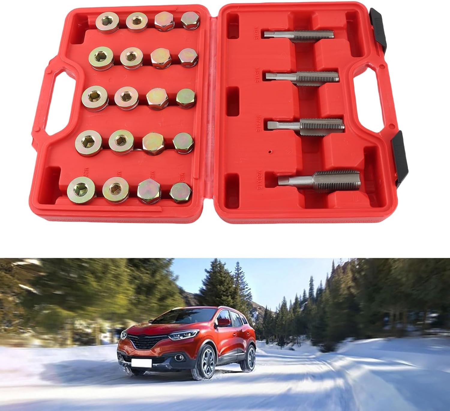 Oil Pan Thread Repair Kit, 64Pcs Oil Pan Drain Plug Thread Repair Tool Kit M13 M15 M17 M20