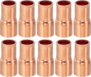 PATIKIL 5/16" to 1/4" ID Copper Reducer, 10pcs 99.9% Pure Copper Reducing Coupling Pressure Fitting Pipe Tube Connector Adapter with Sweat Solder Connection for HVAC Refrigeration System