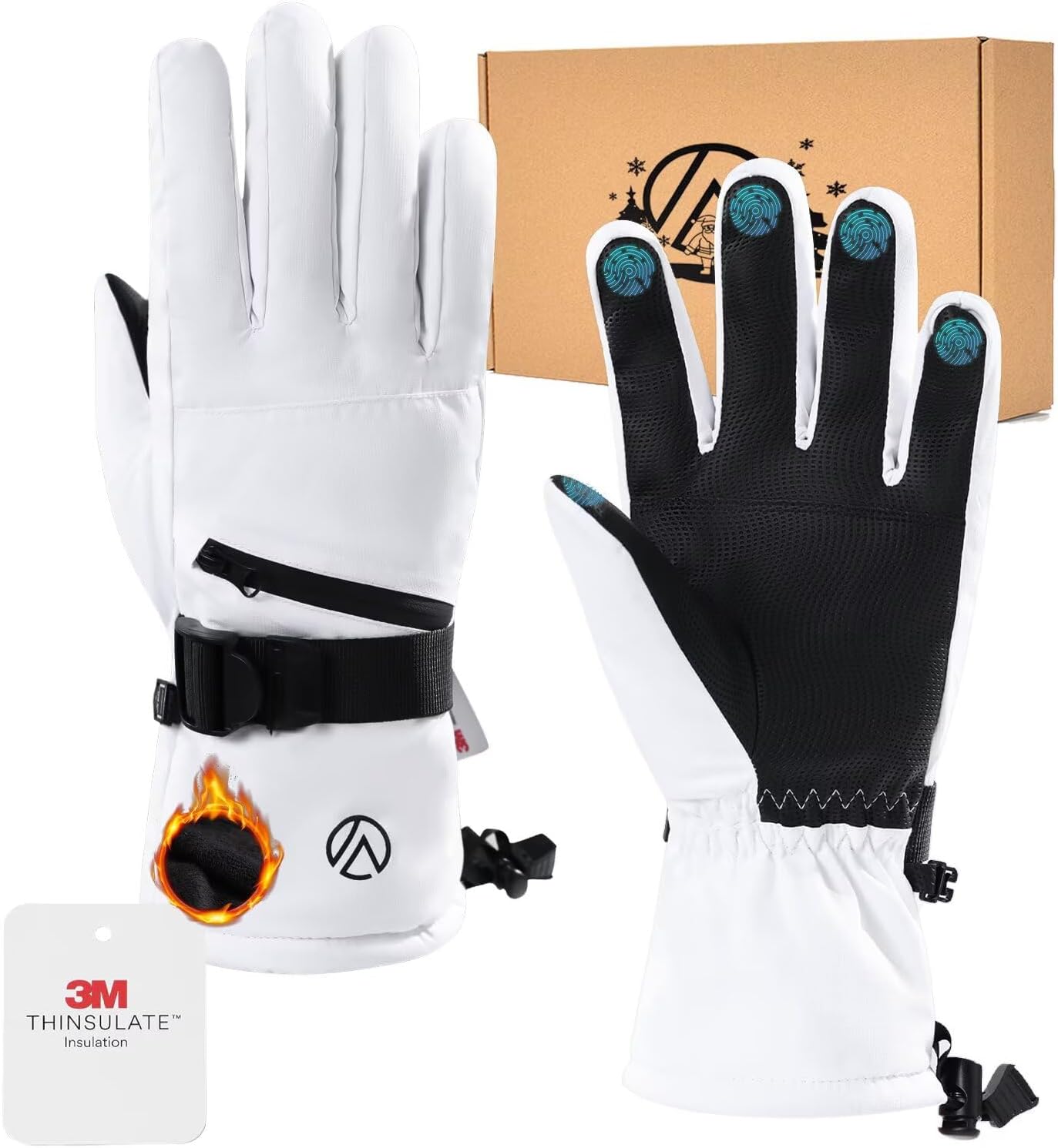 Winter Thermal Gloves for Men Waterproof Ski Warm Gloves Windproof Cold Weather with Touchscreen for Running Cycling