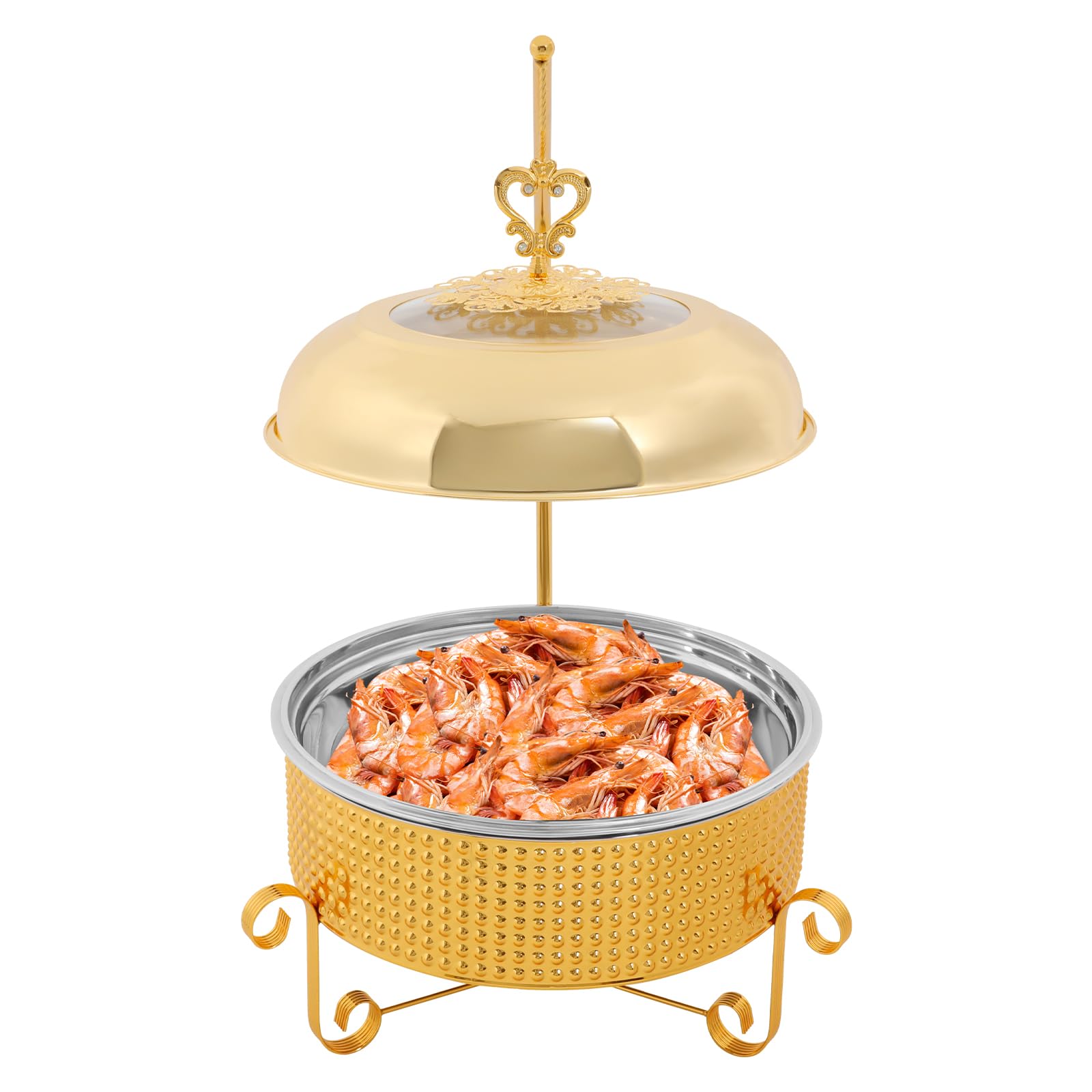 YUMIONB Chafing Dishes for Buffet, 10.57QT Stainless Steel Chafing Dish Buffet Set Round Catering Food Warmers for Large Gatherings, Parties, Wedding Banquets, Self-Service Restaurants(Gold)