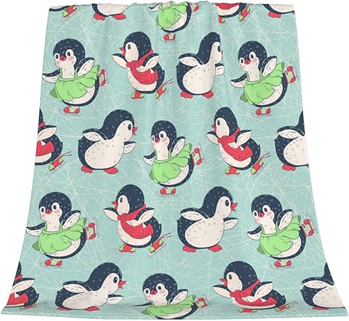 Miniatura 5 de Penguin Throw Blanket for Women Soft Summer Fleece Blanket Washable Travel Lightweight Blanket for Sofa Bed Couch All Season (50"x40")