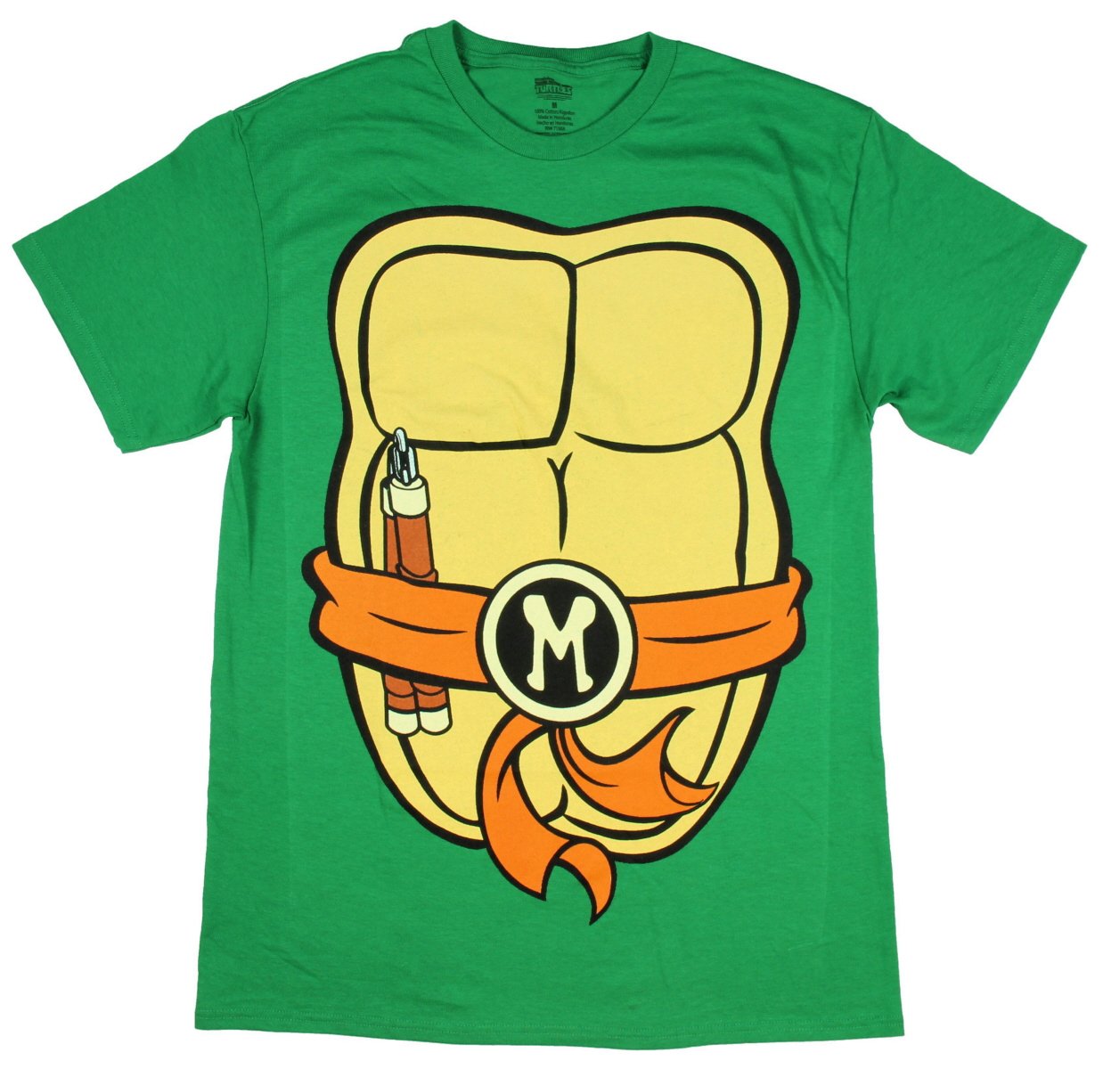 Mighty FineTMNT Teenage Mutant Ninja Turtles Michelangelo Costume Green Adult T-Shirt Tee (Medium)