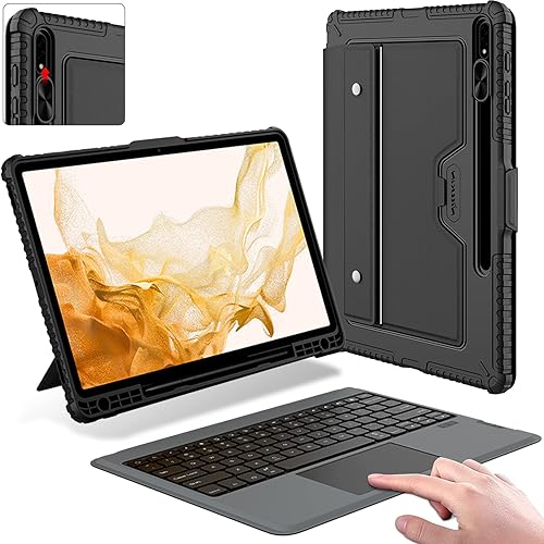 Miniatura 1 de Nillkin Funda para Galaxy Tab S8 PlusS7 FES7 Plus con teclado de 124 pulgadas funda para teclado inalámbrico desmontable multiángulo con cubierta