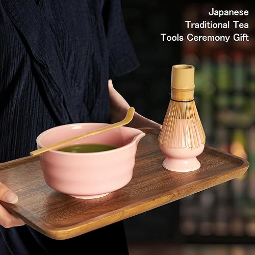 Miniatura 5 de FEXIA Juego de batidor y espumador de matcha de 6 piezas, incluye tamiz matcha, batidor de bambú (chasen), soporte para batidor, cuchara, cuchara,