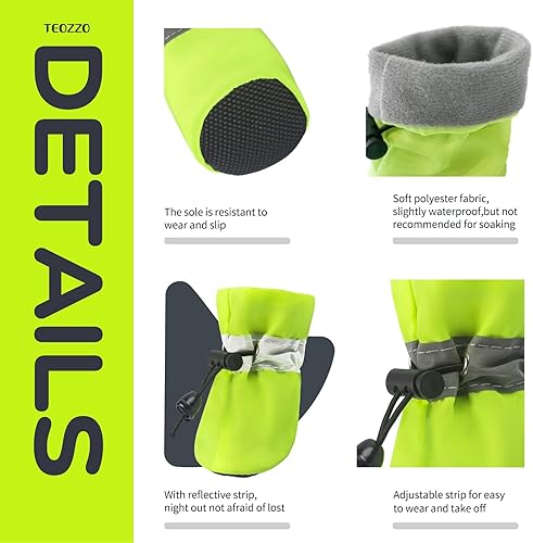 Miniatura 10 de TEOZZO - Botas para perros, protector para almohadillas, zapatos antideslizantes para invierno con correas reflectantes para perros pequeños y