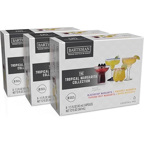 Bartesian 24-Pack Tropical Margarita Mixer Capsules for Cocktail Machine – Home Bar Mixology Cocktails Mix Pod Capsule Set To Use With the Bartesian Cocktail Drink Maker Machine