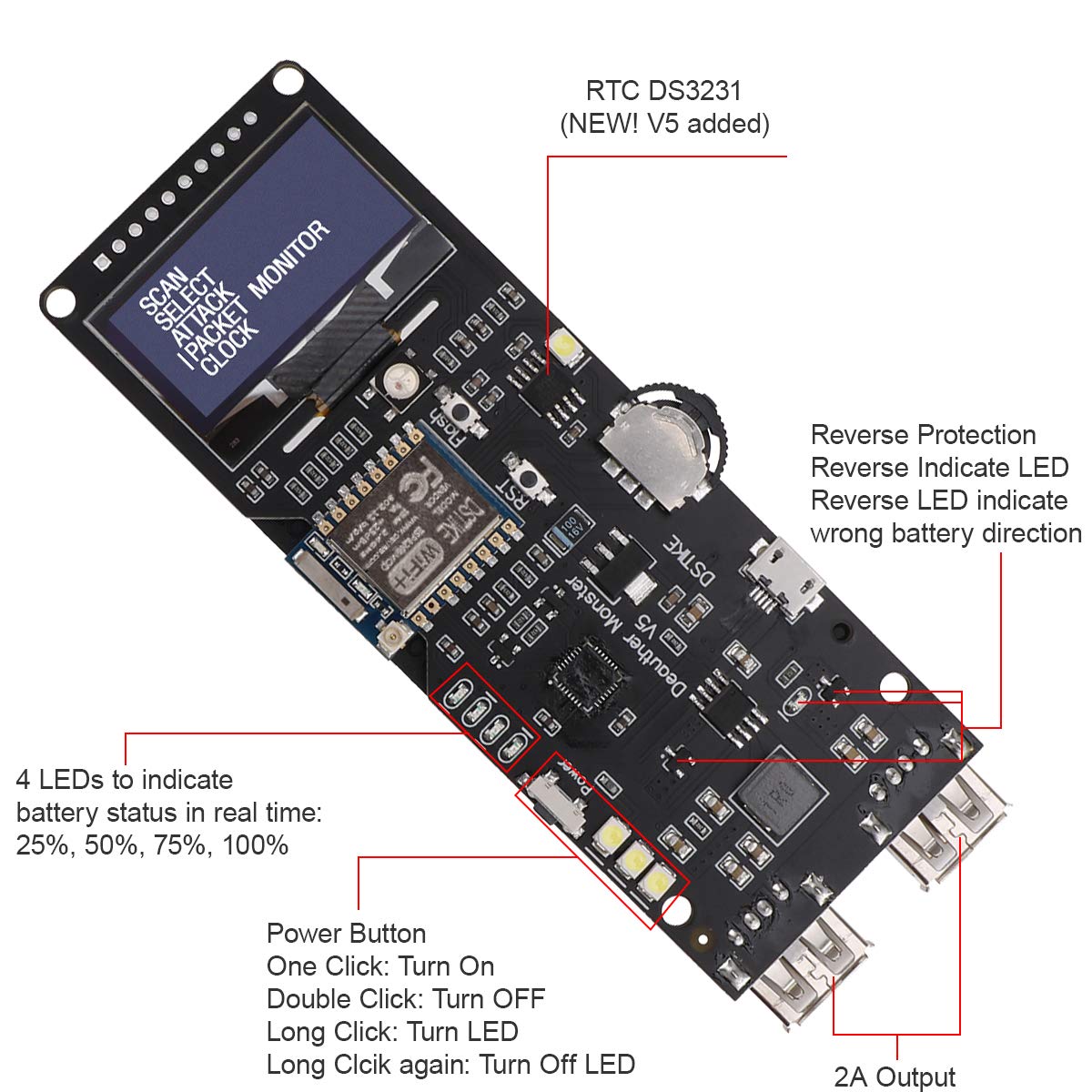 DSTIKE DEAUTHER MINI V3 KIT ESP8266 Development Board Kit Type-C Charging EUR 35,69 - DE