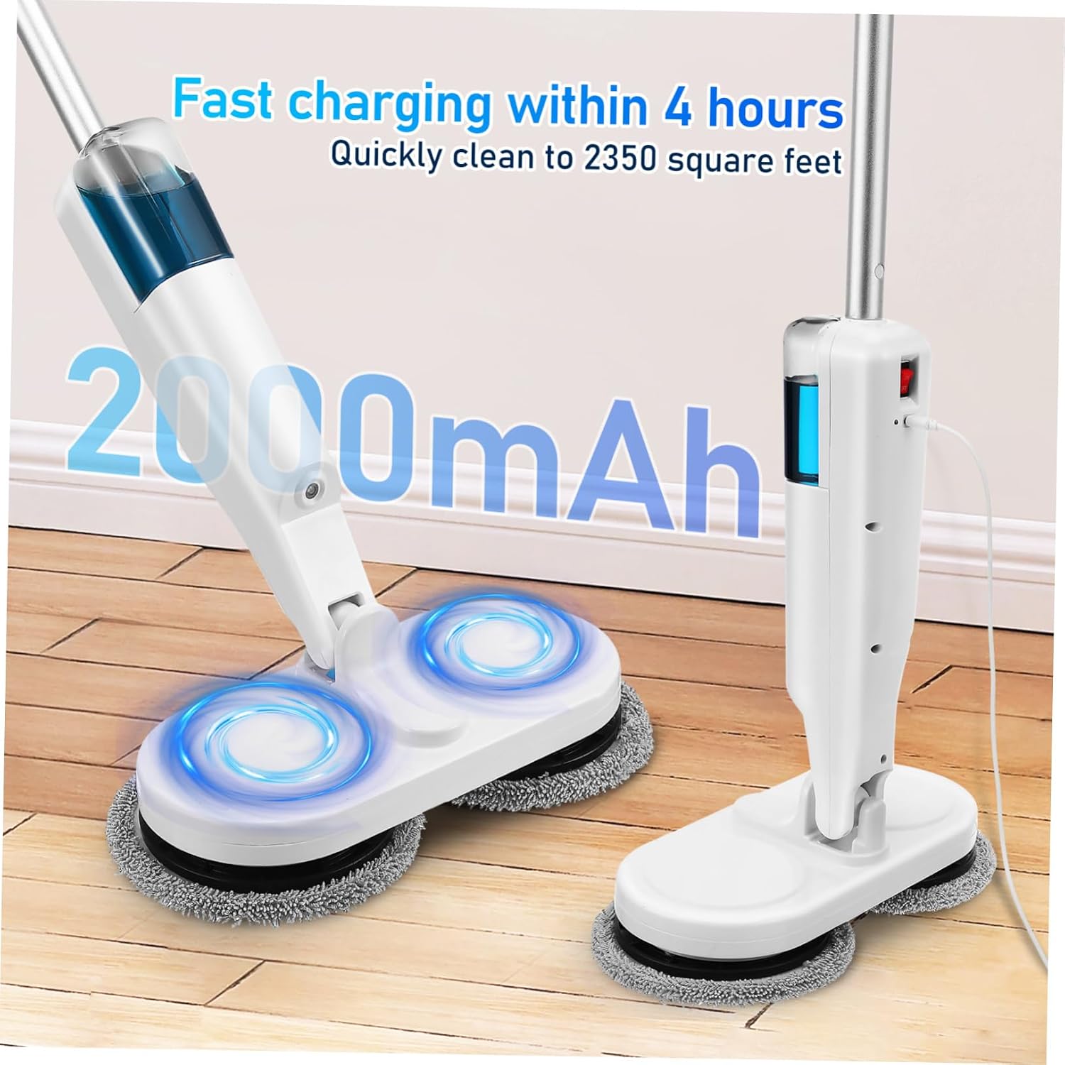 MERRYHAPY Electric Spray Mop 2000mah Wireless Hands Free Wet Dry Cleaner