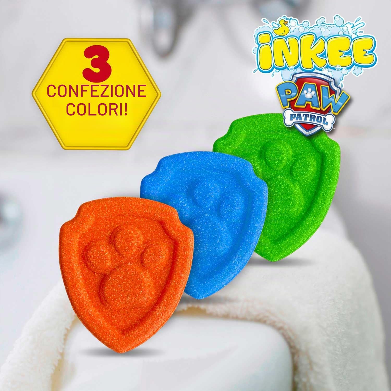 INKEE Set de 10 Mini Pack Paw Patrol, Bomba Da Bagno Per Bambini Con Forme Di Paw Patrol, Cola, Divertimento Garantito (10 x 3 Bombas)