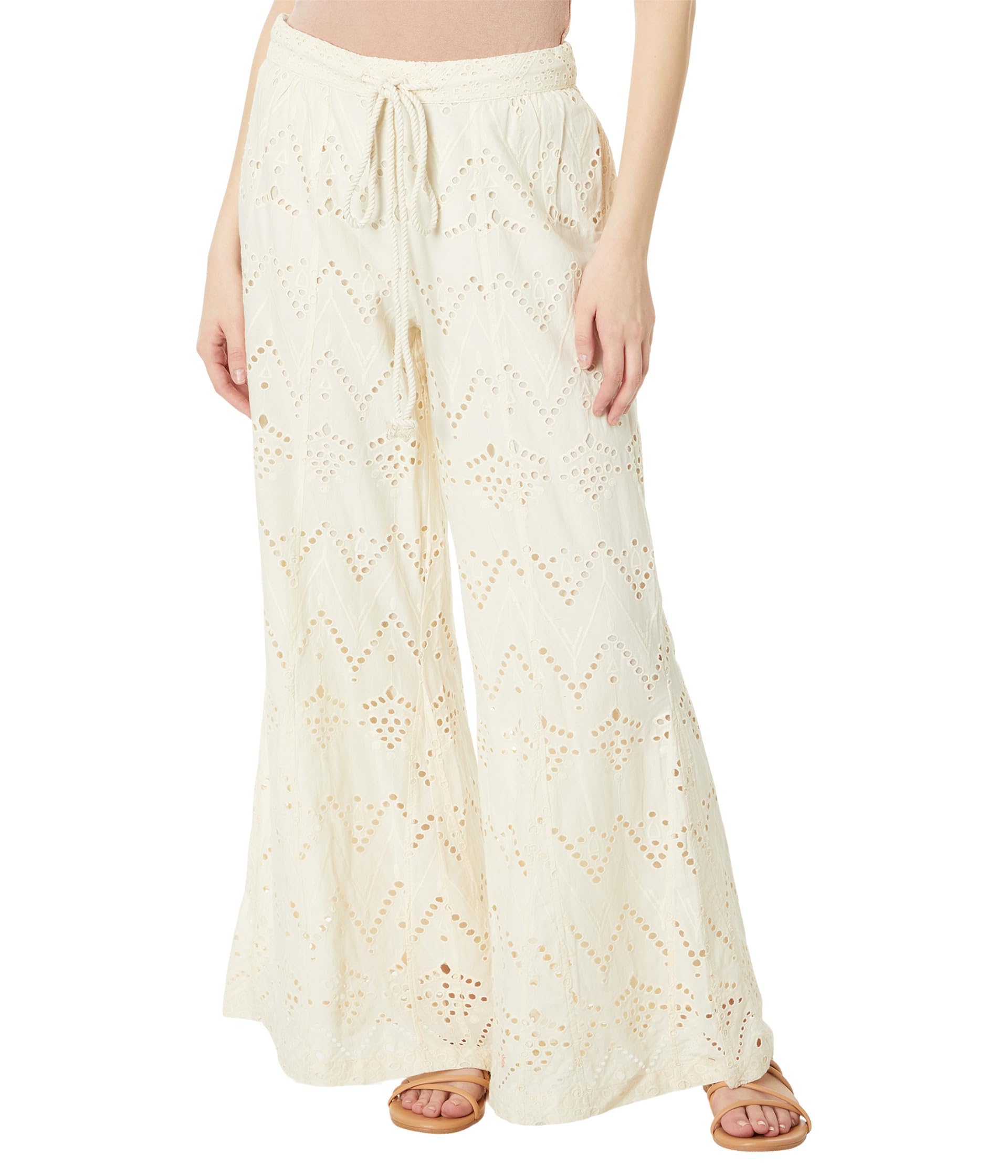 Free People Womens Emma Embroidered Pant Tea Medium