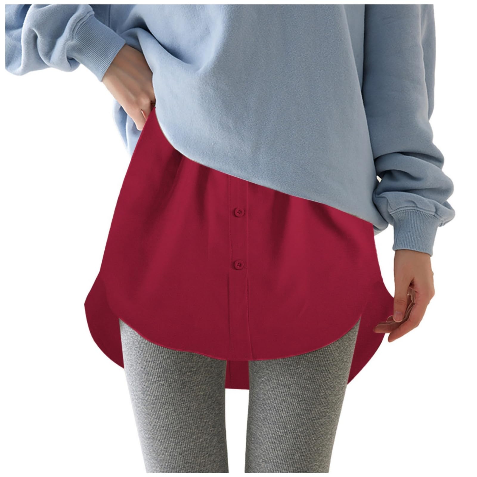 Blusenverlängerung Damen Große Größen Hemdverlängerung Layering Top mit Knöpfen,Adjustable Mini-Unterrock Fake Bluse Rock Verlängerung,Lower Skirt Shirt Extender für Pullover, Sweatshirts & Jacken