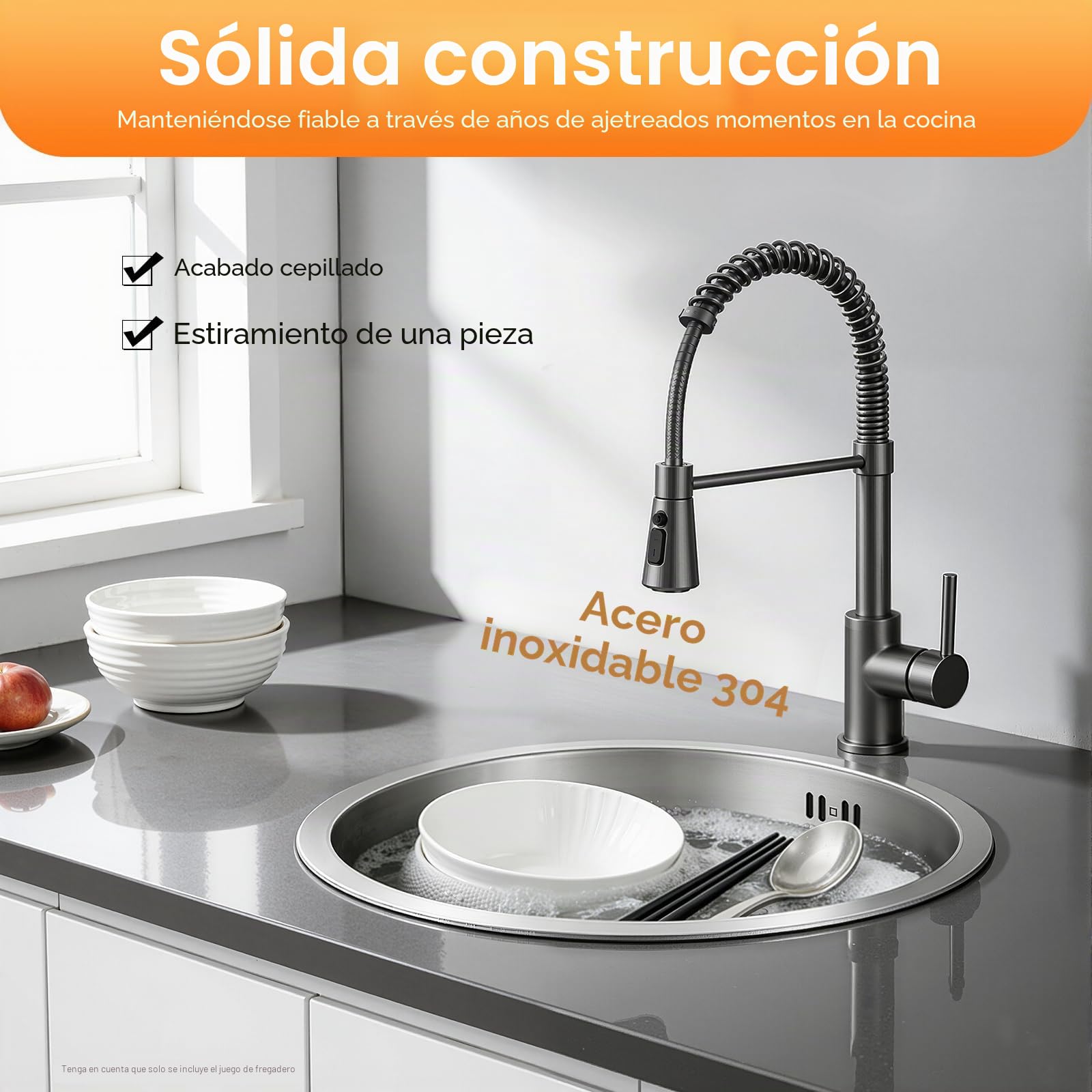 Fregadero redondo de acero inoxidable 304, 38 x 38 cm Fregadero Cocina | Fregadero de cocina redondo con Tubo de desagüe, para Hogares, Restaurantes, Sótanos, Bares, Cocinas