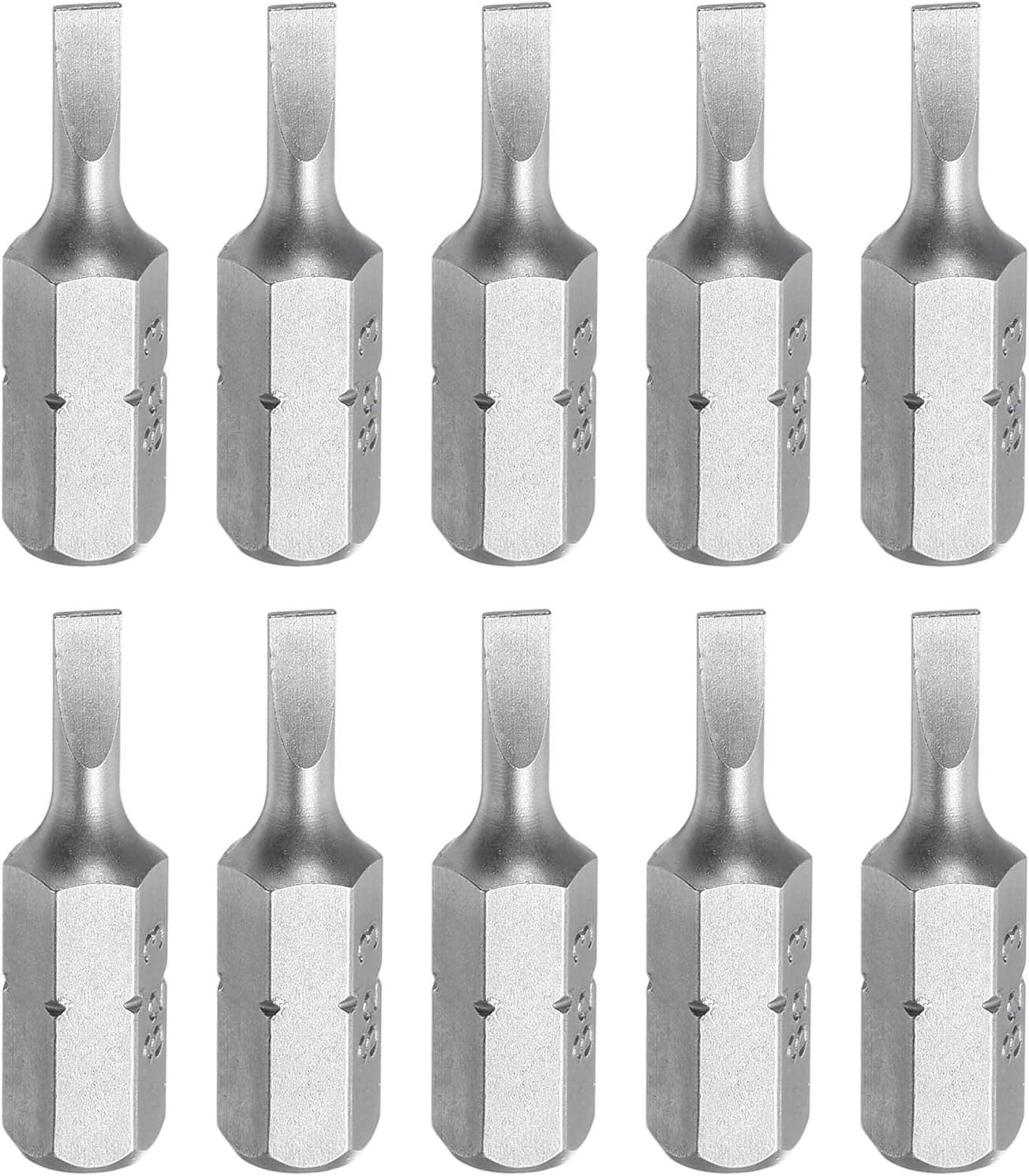 HARFINGTON 10pcs Flat Head Screwdriver Bit 1/4" Hex Shank SL4 Head 1" Length S2 Steel Slotted Screw Driver Drill Bits for Repair Work Electric Screw Driver