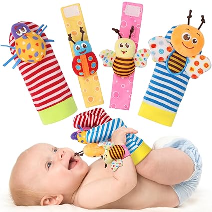 Bloobloomax Baby Rattles Toys for 0-12 Month, Infant Girl Boy Toys for Babies 3-6 Months, Newborn Hand & Foot Toys for 0 to 9 Months, Baby Shower Gifts Set with Wrist Rattle Socks