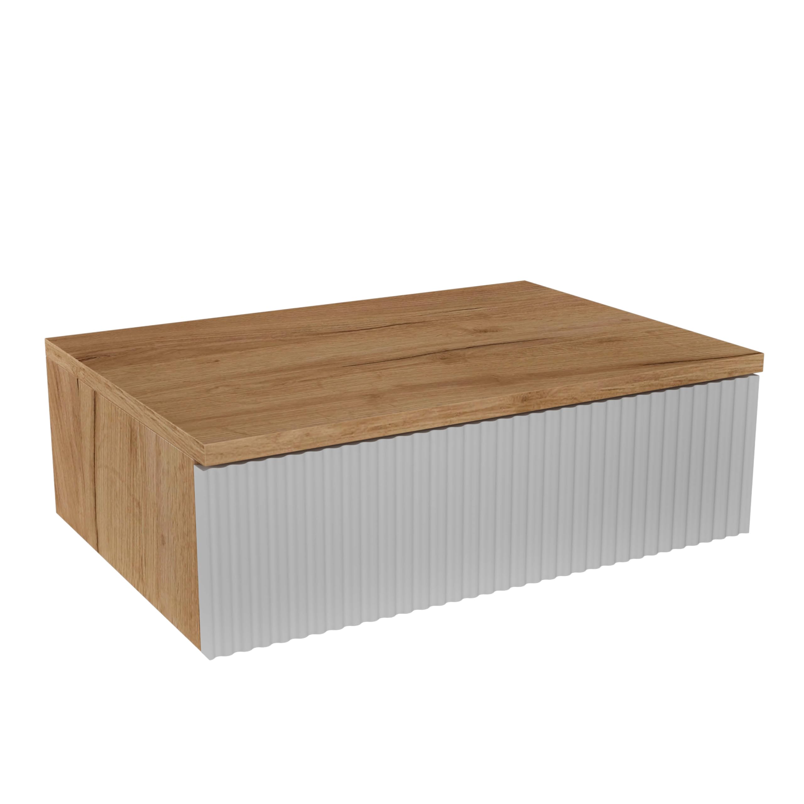 Planetmöbel Amyra Konsolentisch schmal mit Schublade, Wand-Konsole für Garderobe, Flur und Schminktisch, Gold Eiche/Weiß, Wandmontage, 50 x 16 x 35 cm