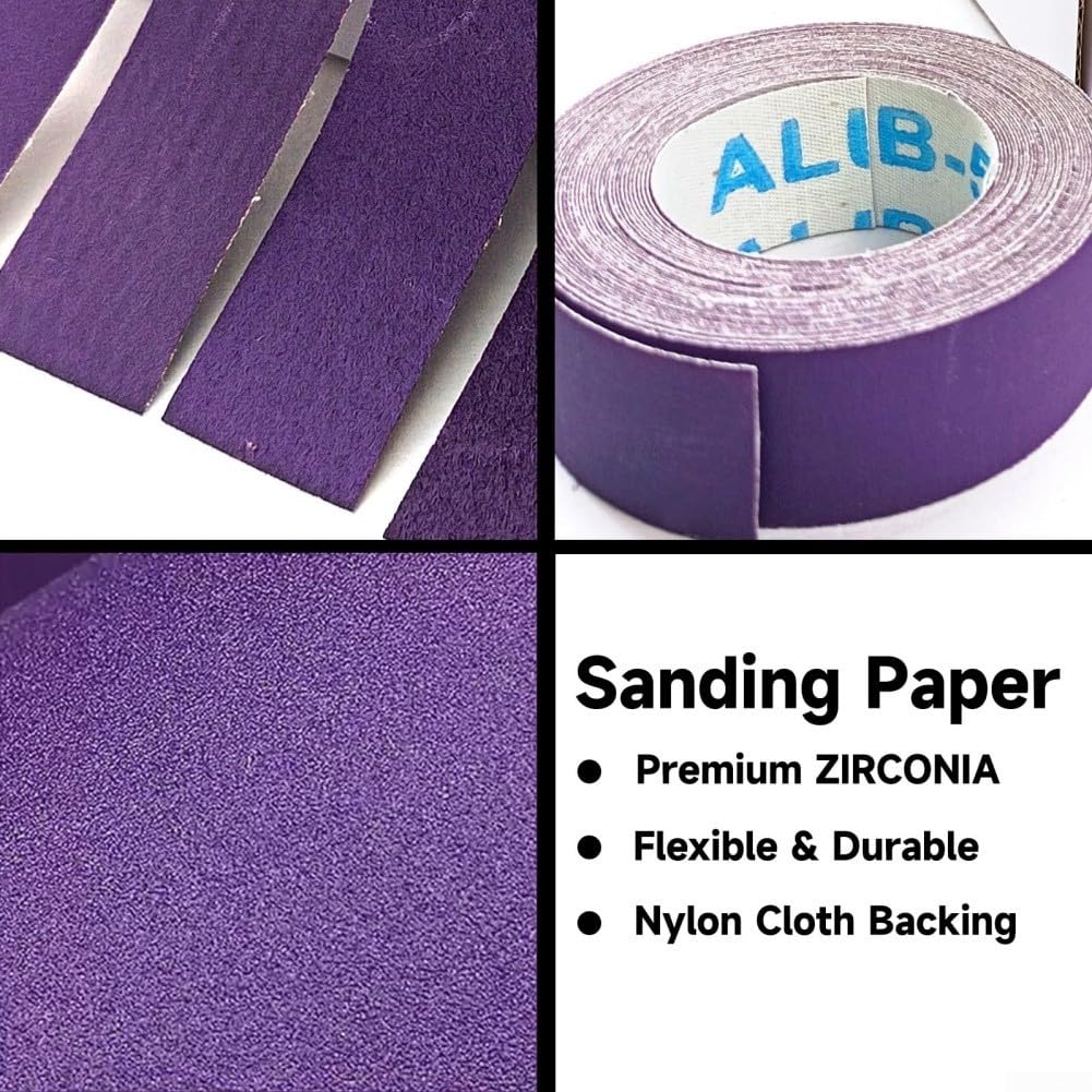 Rollo de cinta de lija de óxido de aluminio, abrasivo con respaldo de tela de alta precisión para pulido de madera y metal, rollo de papel de lija flexible antiobstrucción de 25 mm x 8 m, varios (C)