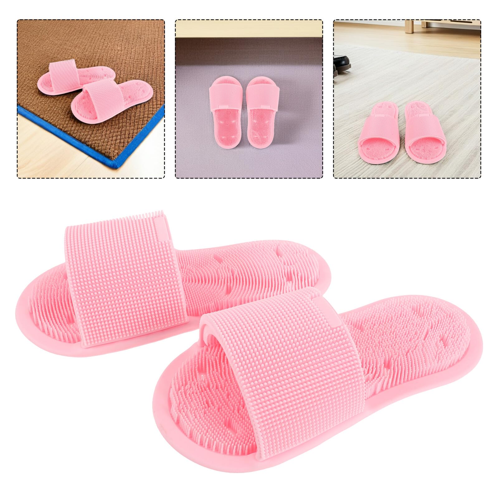 Cepillos para Ducha de Pies de Silicona Antideslizantes con Ventosas, Masajeador Exfoliante para Baño, Pack 2 Unidades Rosa, Adecuado para Aliviar Pies Cansados y Uso en Spa