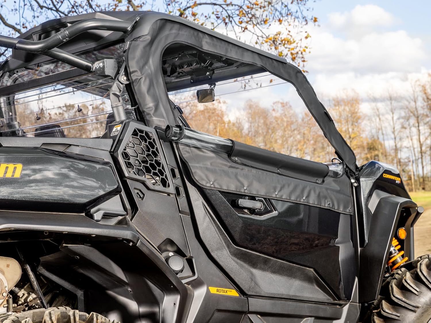 SuperATV Primal Soft Cab Enclosure Upper Doors for 2021+ Can-Am Commander 1000R DPS / 1000R XT / 1000R XTP | Resistant to Water and Abrasions | Snaps Hold Windows Open for More Airflow |