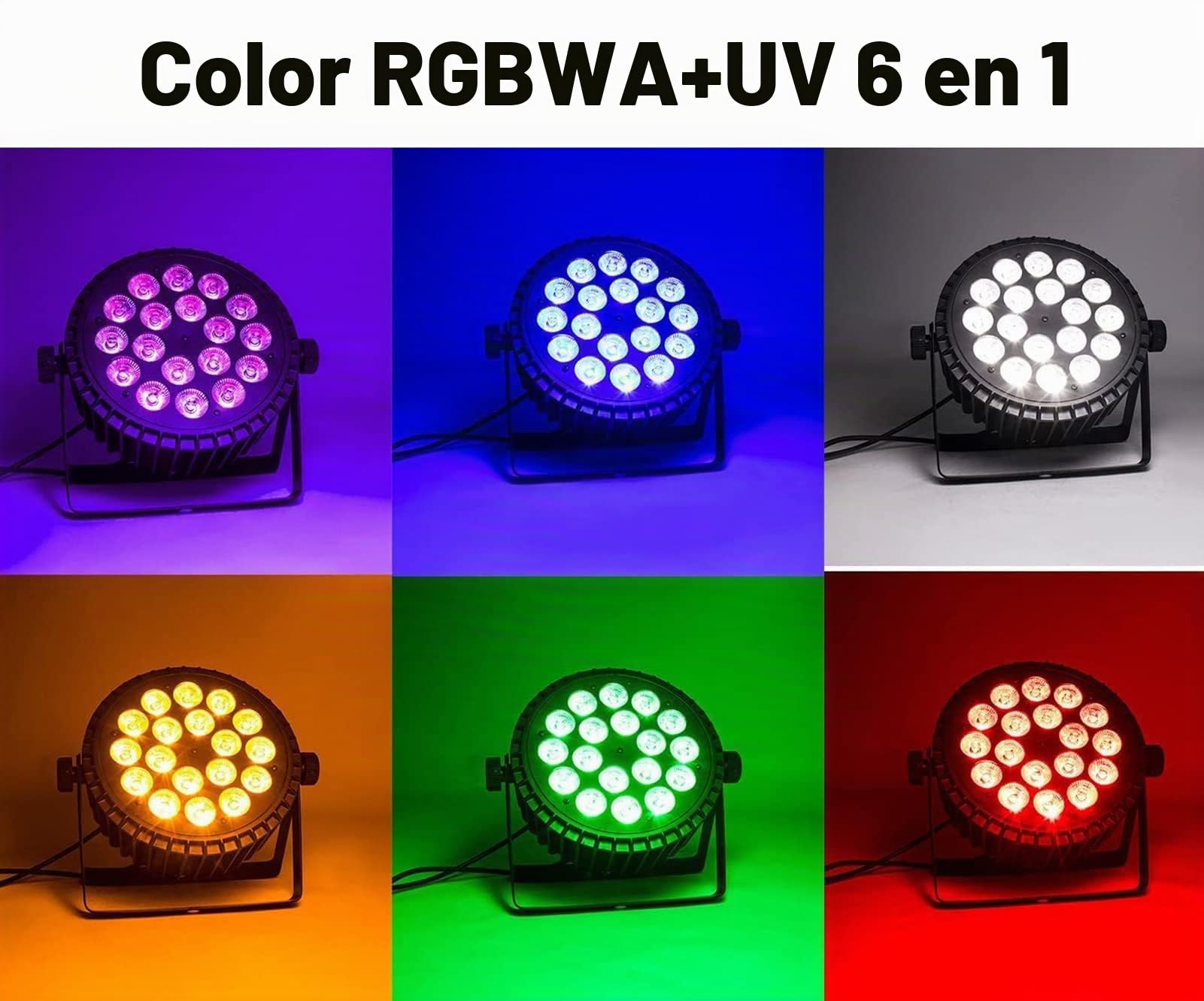 SHEHDS led escenario par luces, 18 x 18 W DJ escenario luces RGBWA + UV 6 en 1 lavado/Strobe efecto DMX512 control de sonido activado iluminación para eventos discoteca espectácu