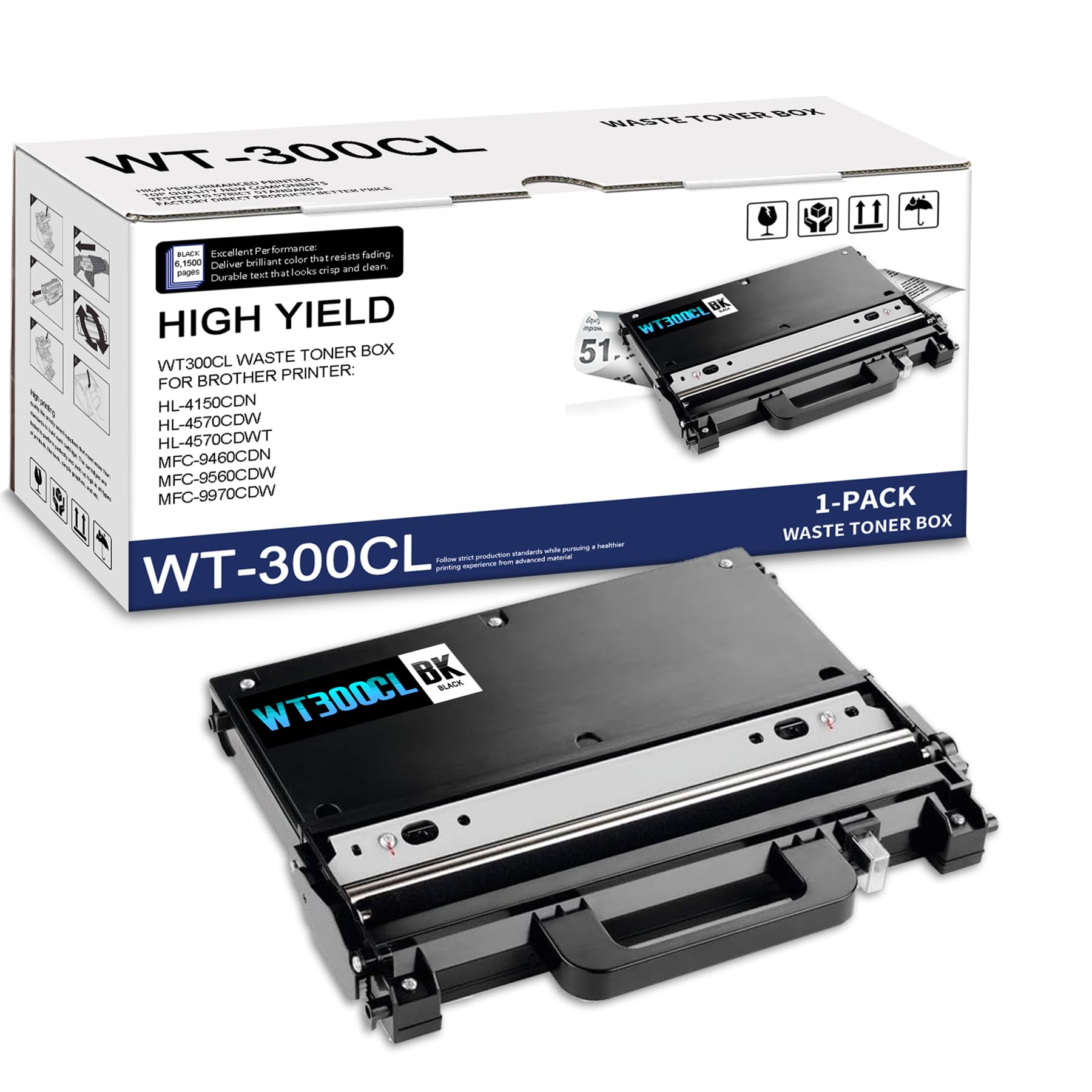 1-Pack WT300CL High Yield Waste Toner Box, Replacement for Brother WT-300CL for HL-4150CDN HL-4570CDW HL-4570CDWT MFC-9460CDN MFC-9560CDW MFC-9970CDW