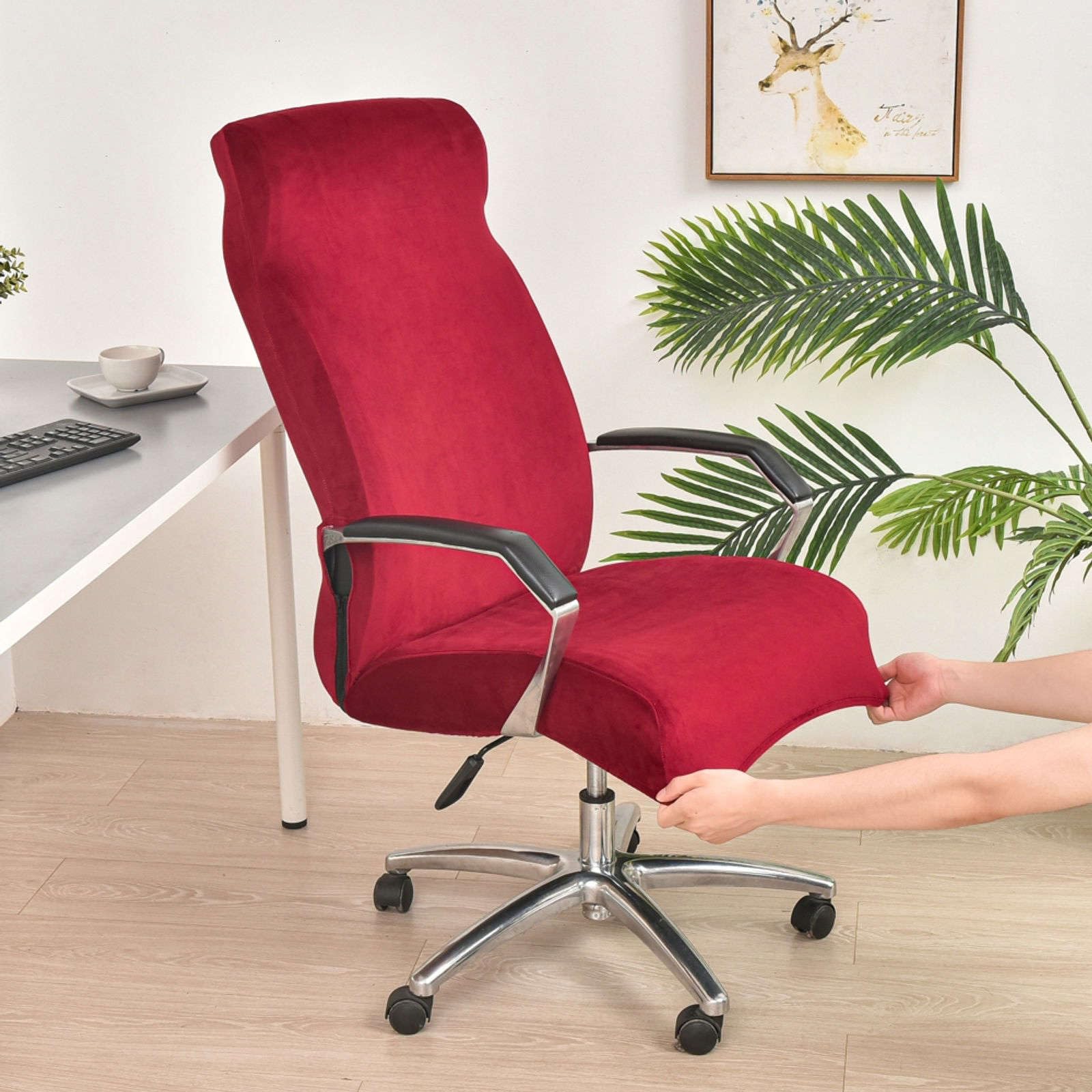 Coprisedile Ufficio Elasticizzato - Split Design, Rosso Vino, Universale - Foto 7