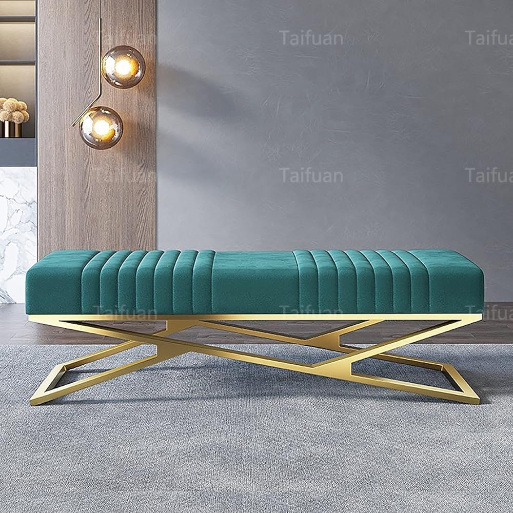 Diseño de felpa moderno en banco de almacenamiento de calzado y reposapiés elegante