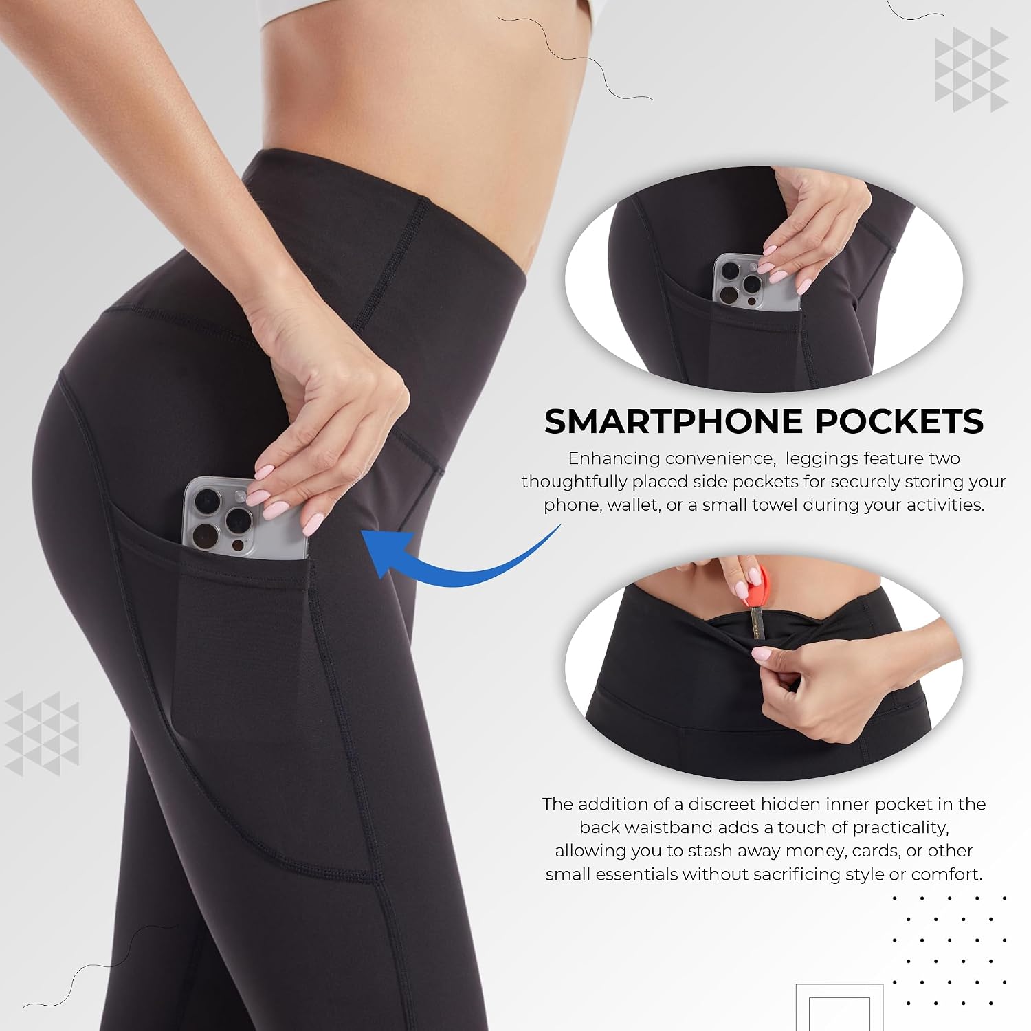 VOGUELINES High Waisted Leggings for Women | Butt Lift Yoga Leggings with Pockets | Tummy Control 4 Way Stretch