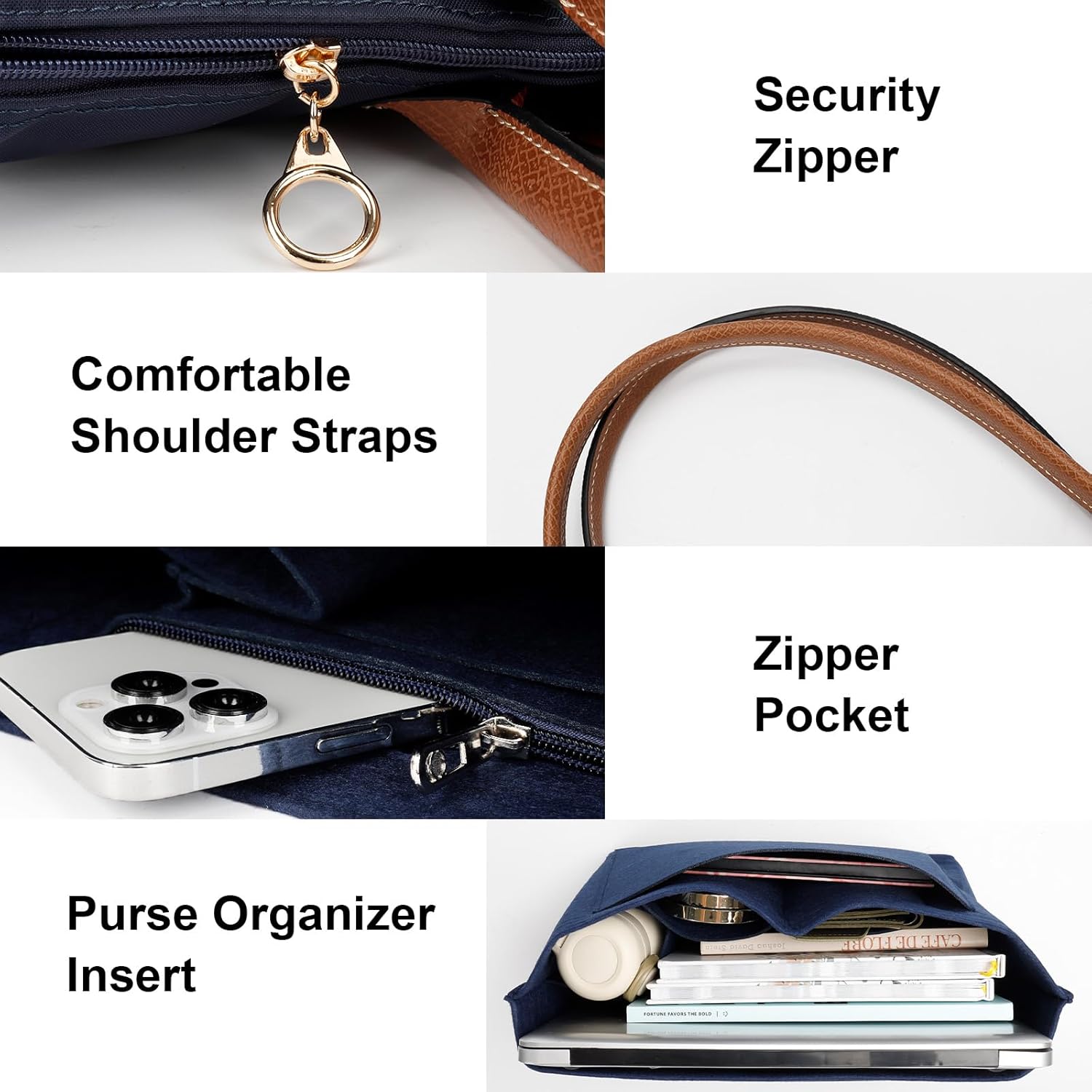 Tote Bag for Women with Purse Organizer Insert, Foldable Large Capacity Waterproof Nylon Bag for Travel, and Daily Use - Image 7