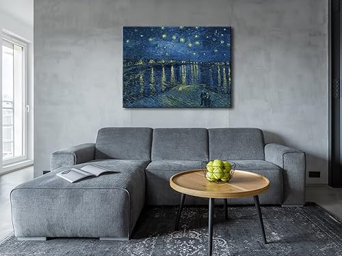 Miniatura 4 de Wieco Art Arte de pared de Van Gogh, famosas pinturas al óleo, arte de pared de la noche estrellada sobre el Ródano, pinturas al óleo famosas, extra
