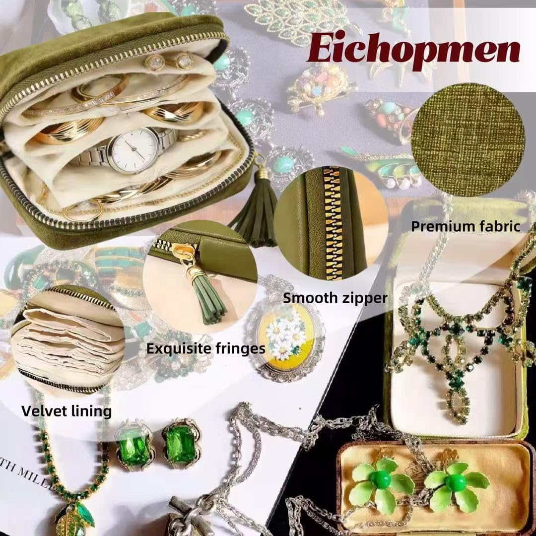Small Travel Jewelry Pocket Case with Zipper for Women