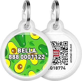 Personalized Pet ID Tag for Dog Cat with QR Passport Global Search System of Lost Pets - Personalized Dog Tags Cat Name Tags - Avocado