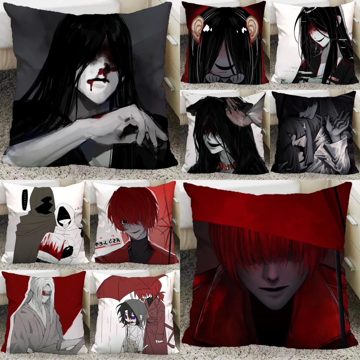 Amazon.co.jp: 文字化化 男鬼 抱き枕 クッション 這いばい男 赤い傘の