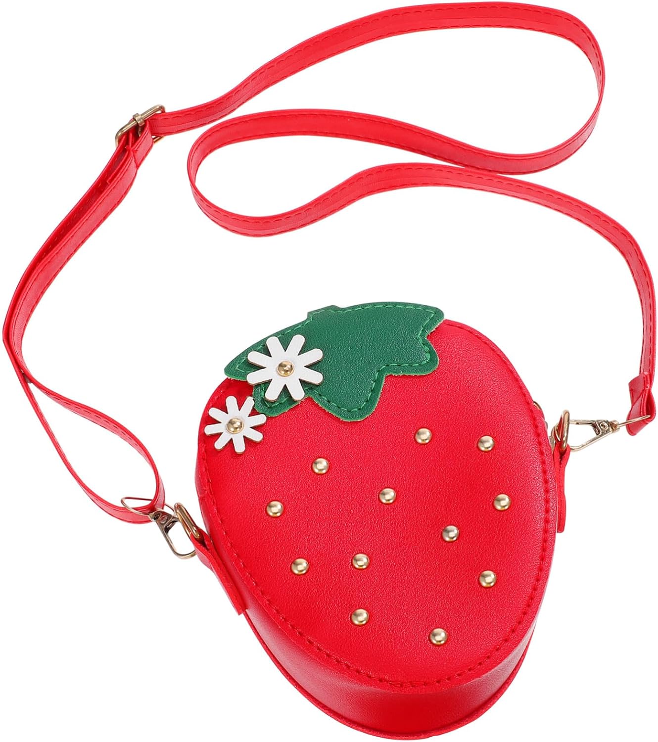 1Pc Boy Girl Strawberry Coin Purse with Adjustable Strap Small Crossbody Shoulder Bag for Girls Bright Red Fruit Shape Wallet for Coins Keys Cards