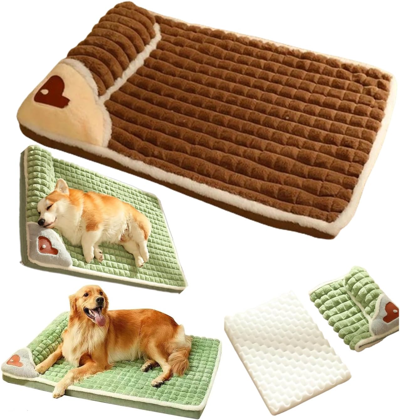 Winter Warm Large Dog Mat with Pillow,Luxury Soft Pet Deep Sleeping Bed